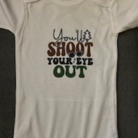 "You'll Shoot Your Eye Out" Christmas Baby Onesie - NWT - Picture 1 of 5